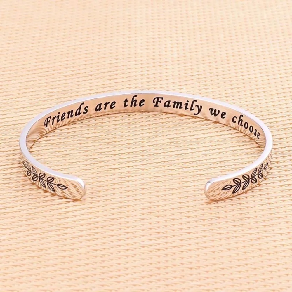 Rose Gold “FRIENDS ARE THE FAMILY WE CHOOSE”  Sentiment Gift Bangle Bracelet NEW